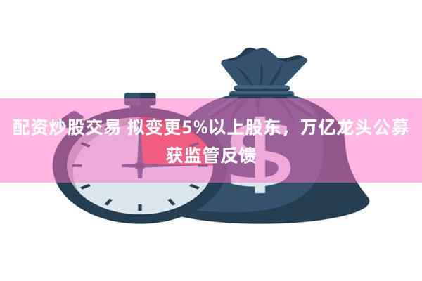 配资炒股交易 拟变更5%以上股东，万亿龙头公募获监管反馈