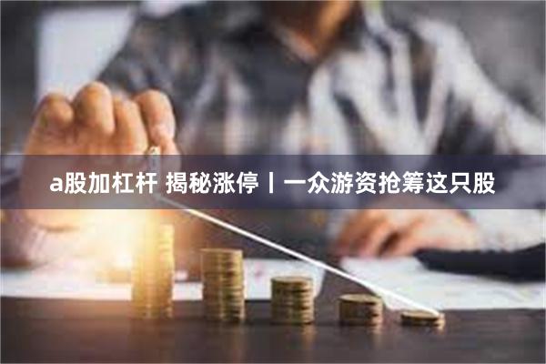 a股加杠杆 揭秘涨停丨一众游资抢筹这只股